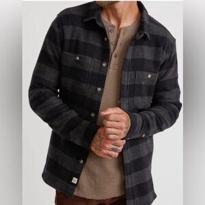 NWT Marine Layer heavy flannel in black/grey buffalo plaid